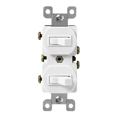 Enerlites 15A Two Toggle Single Pole Back and Side Wired Self Grounding Switch   