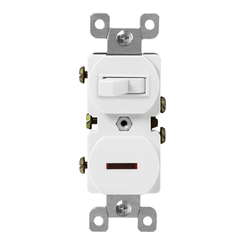 Enerlites 15A Toggle Single Pole Back and Side Wired Self Grounding Pilot Switch Switch   