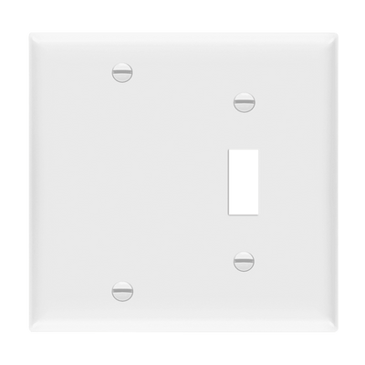 Enerlites Combination Two Gang Blank and Toggle Wall Plate White  