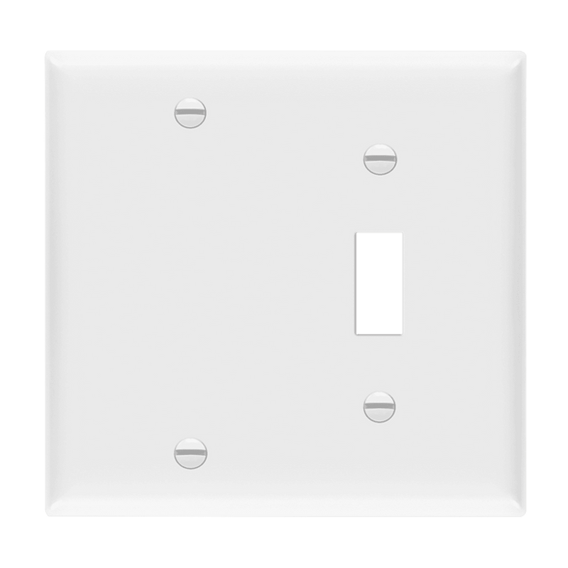 Enerlites Combination Two Gang Blank and Toggle Wall Plate White  