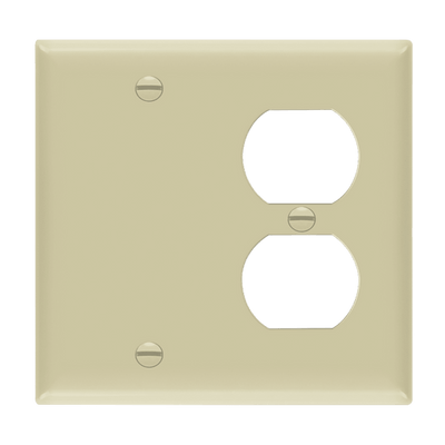 Enerlites Combination Two Gang Blank and Duplex Wall Plate Ivory  