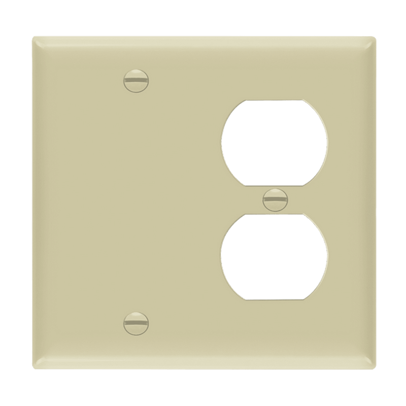 Enerlites Combination Two Gang Blank and Duplex Wall Plate Ivory  