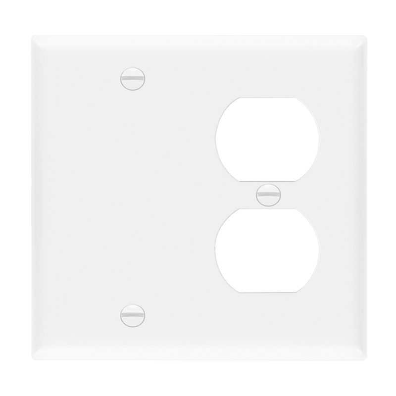 Enerlites Combination Two Gang Blank and Duplex Wall Plate White  