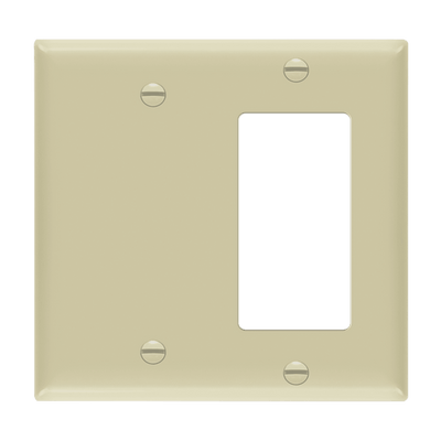 Enerlites Combination Two Gang Blank and Decorator GFCI Wall Plate Ivory  