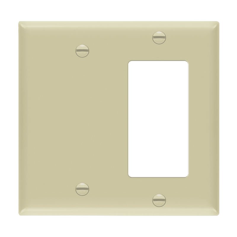 Enerlites Combination Two Gang Blank and Decorator GFCI Wall Plate Ivory  