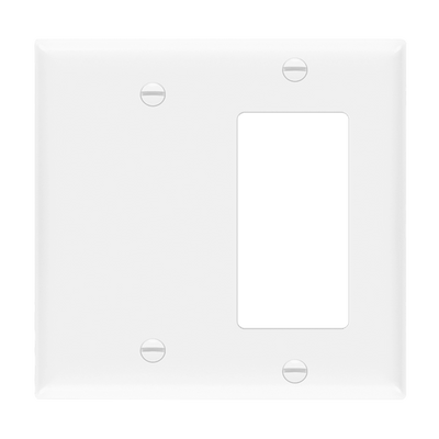 Enerlites Combination Two Gang Blank and Decorator GFCI Wall Plate White  