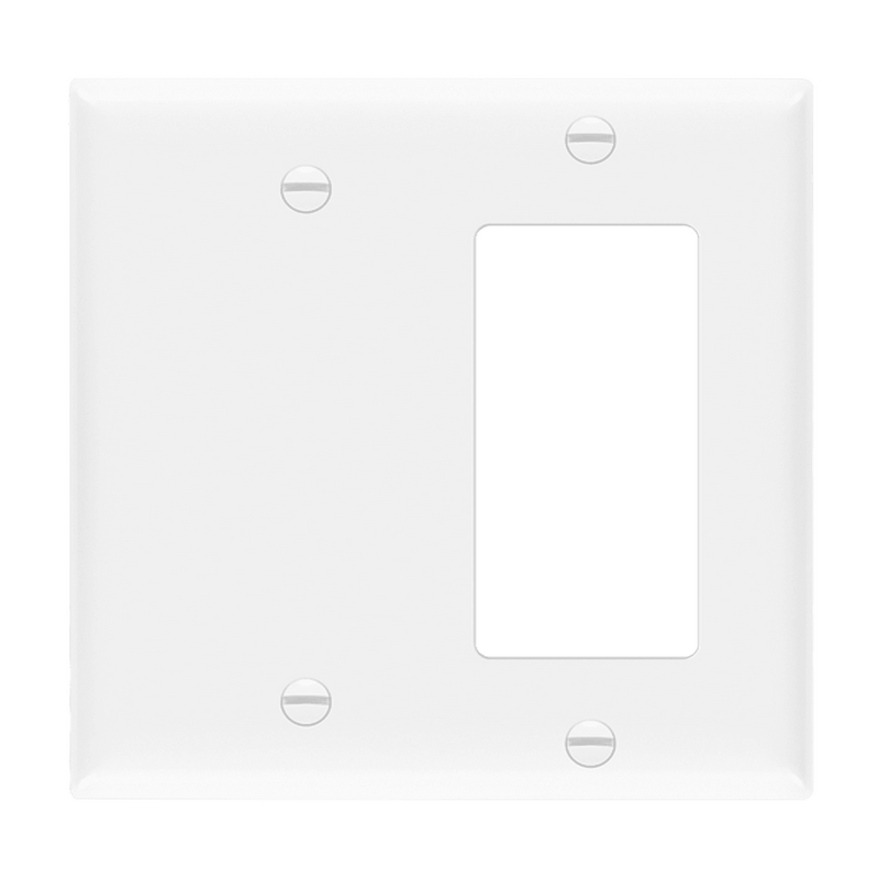 Enerlites Combination Two Gang Blank and Decorator GFCI Wall Plate White  