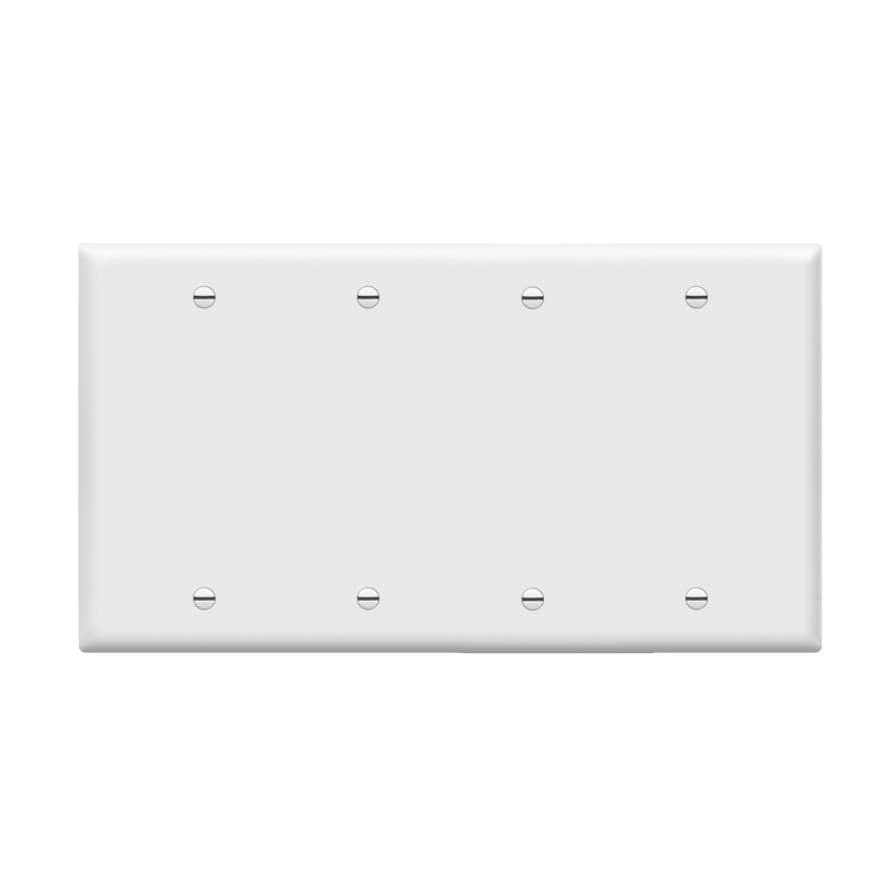 Enerlites Blank Cover Four Gang Wall Plate White  