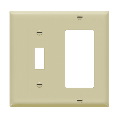 Enerlites Combination Two Gang Toggle and Decorator GFCI Wall Plate Ivory  