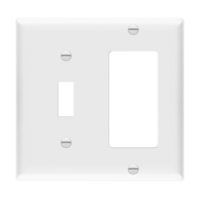 Enerlites Combination Two Gang Toggle and Decorator GFCI Wall Plate White  