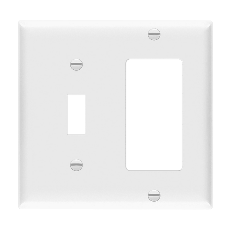 Enerlites Combination Two Gang Toggle and Decorator GFCI Wall Plate White  