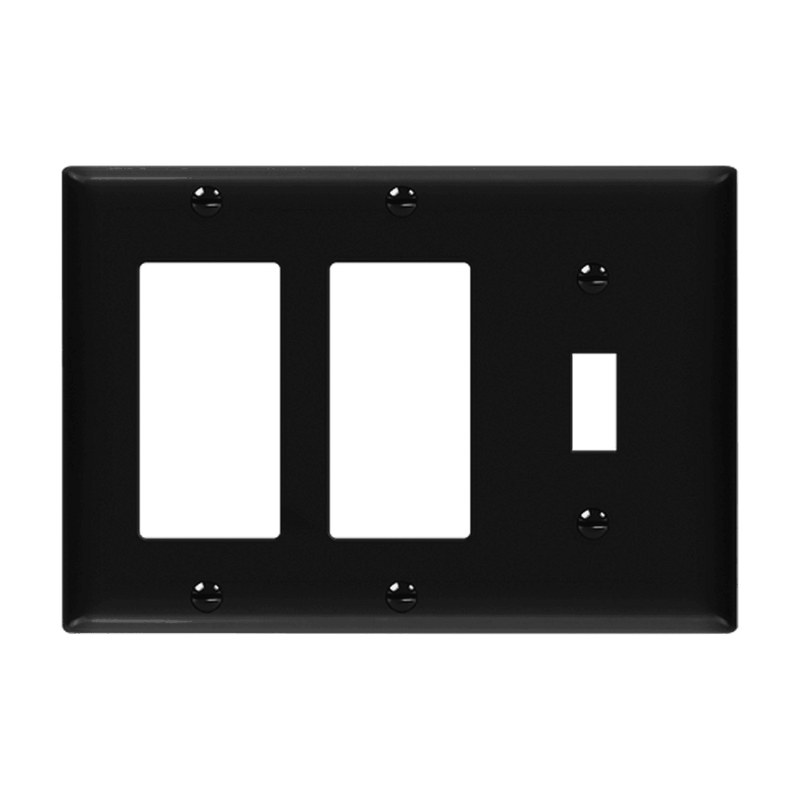 Enerlites Combination Three Gang Toggle and 2 Decorator GFCI Wall Plate Black  