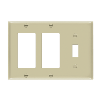 Enerlites Combination Three Gang Toggle and 2 Decorator GFCI Wall Plate Ivory  