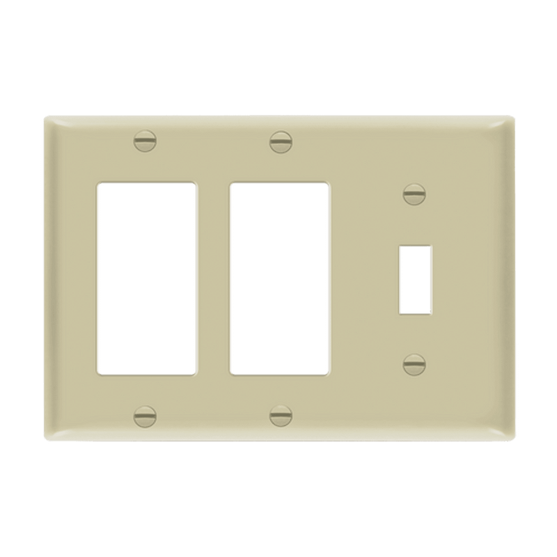 Enerlites Combination Three Gang Toggle and 2 Decorator GFCI Wall Plate Ivory  