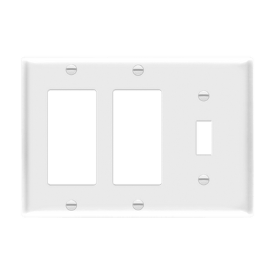 Enerlites Combination Three Gang Toggle and 2 Decorator GFCI Wall Plate White  