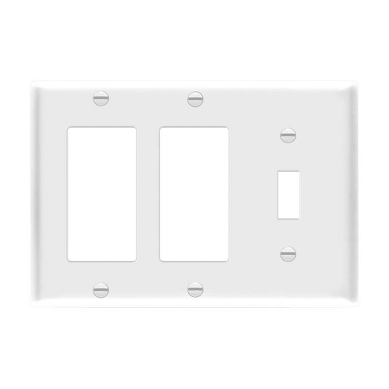 Enerlites Combination Three Gang Toggle and 2 Decorator GFCI Wall Plate White  