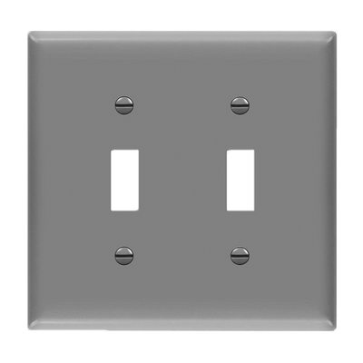 Enerlites Toggle Switch Two Gang Wall Plate Gray  