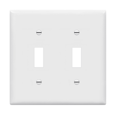 Enerlites Toggle Switch Two Gang Wall Plate White  