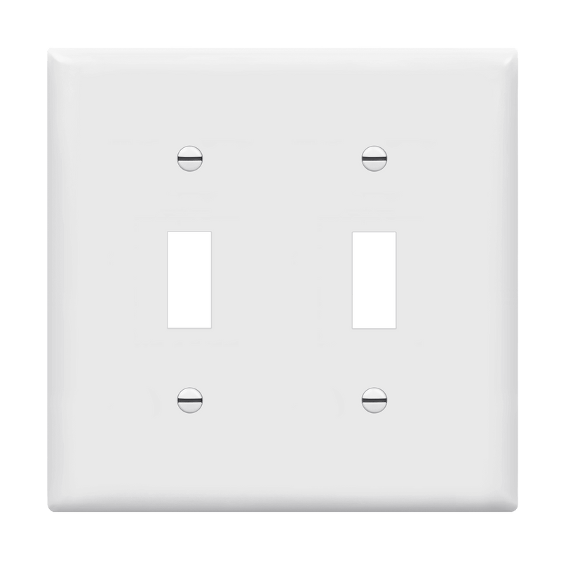 Enerlites Toggle Switch Two Gang Wall Plate White  