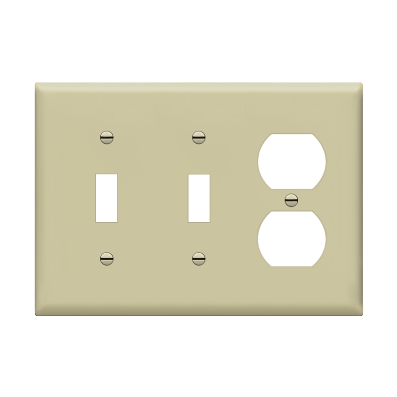 Enerlites Combination Three Gang 2 Toggle and Duplex Receptacle Wall Plate Ivory  