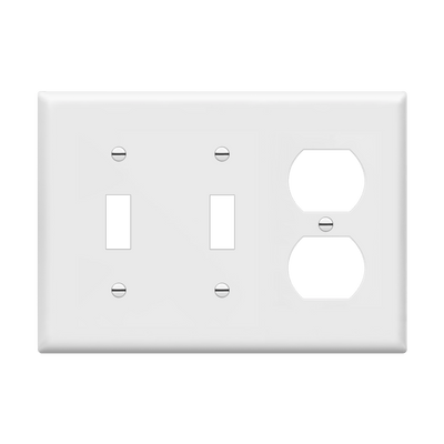 Enerlites Combination Three Gang 2 Toggle and Duplex Receptacle Wall Plate White  