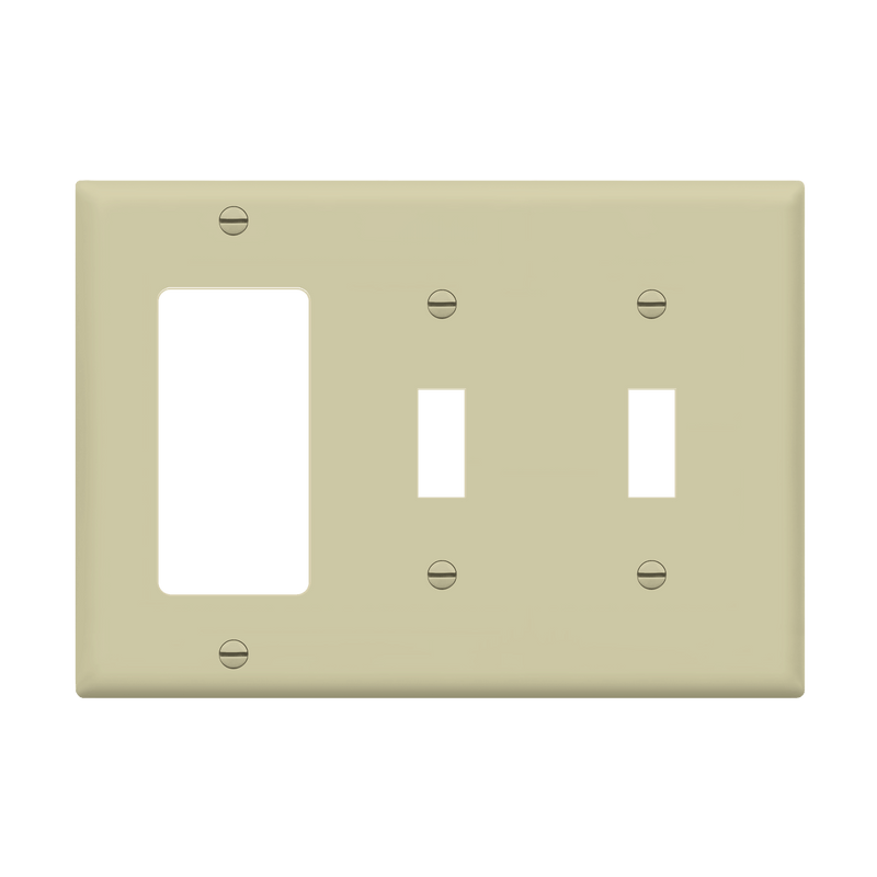 Enerlites Combination Three Gang 2 Toggle and Decorator GFCI Wall Plate Ivory  