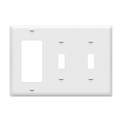 Enerlites Combination Three Gang 2 Toggle and Decorator GFCI Wall Plate White  