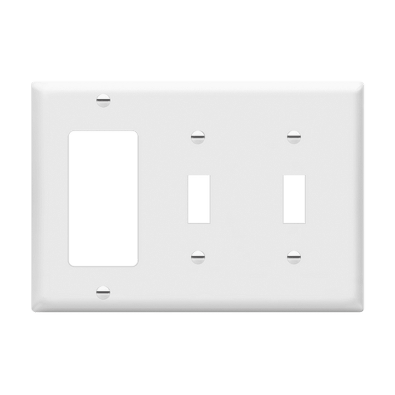 Enerlites Combination Three Gang 2 Toggle and Decorator GFCI Wall Plate White  