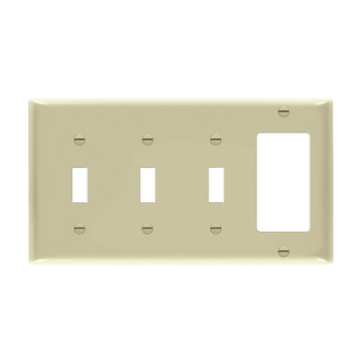 Enerlites Combination Four Gang 3 Toggle and Decorator GFCI Wall Plate Ivory  