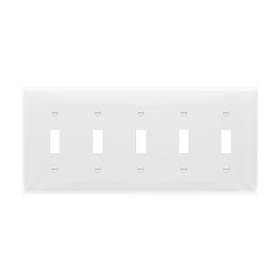 Enerlites Toggle Switch Five Gang Wall Plate White  