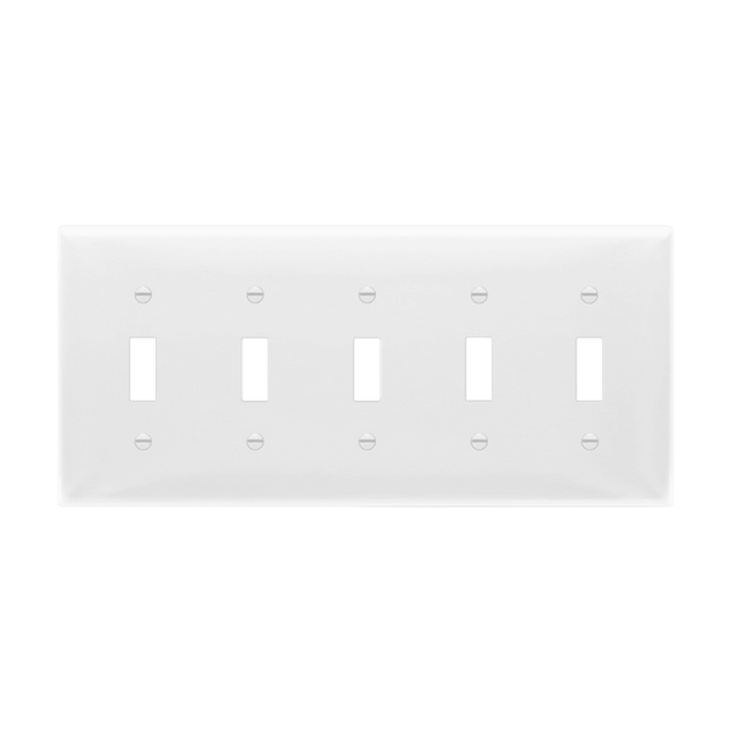 Enerlites Toggle Switch Five Gang Wall Plate White  