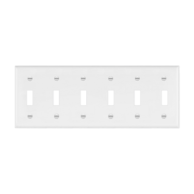 Enerlites Toggle Switch Six Gang Wall Plate White  