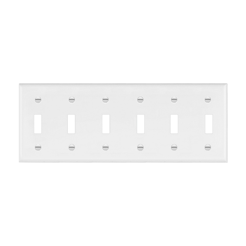 Enerlites Toggle Switch Six Gang Wall Plate White  