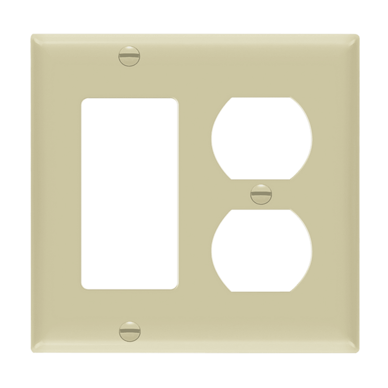 Enerlites Combination Two Gang Duplex and Decorator GFCI Wall Plate Ivory  