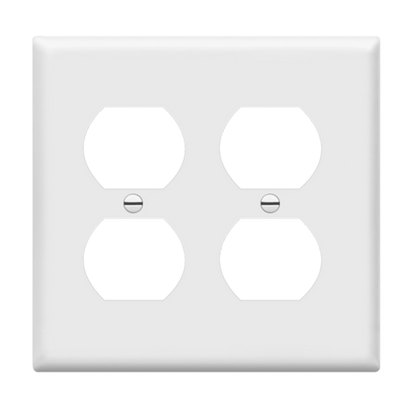 Enerlites Duplex Receptacle Two Gang Wall Plate White  