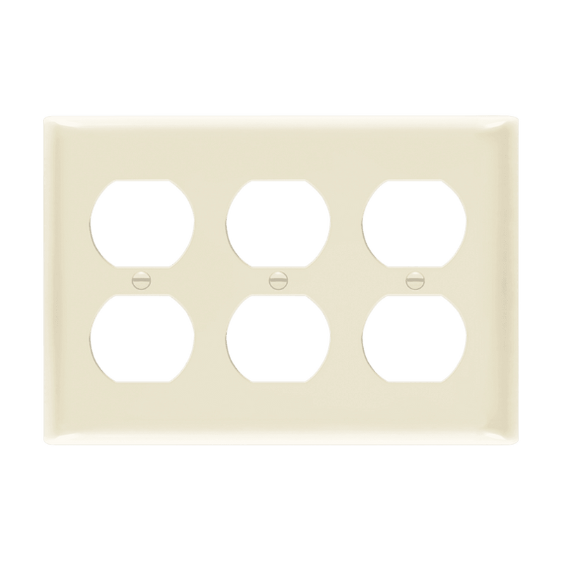 Enerlites Duplex Receptacle Three Gang Wall Plate Light Almond  