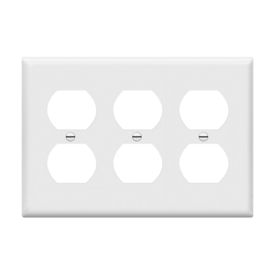 Enerlites Duplex Receptacle Three Gang Wall Plate White  