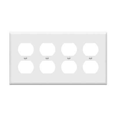 Enerlites Duplex Receptacle Four Gang Wall Plate White  