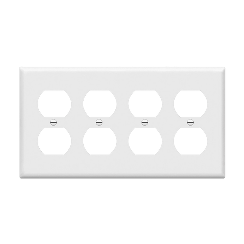 Enerlites Duplex Receptacle Four Gang Wall Plate White  