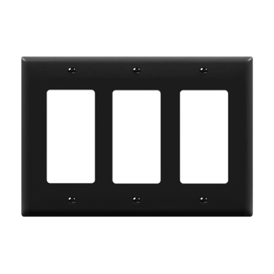 Enerlites Decorator GFCI Three Gang Wall Plate Black  