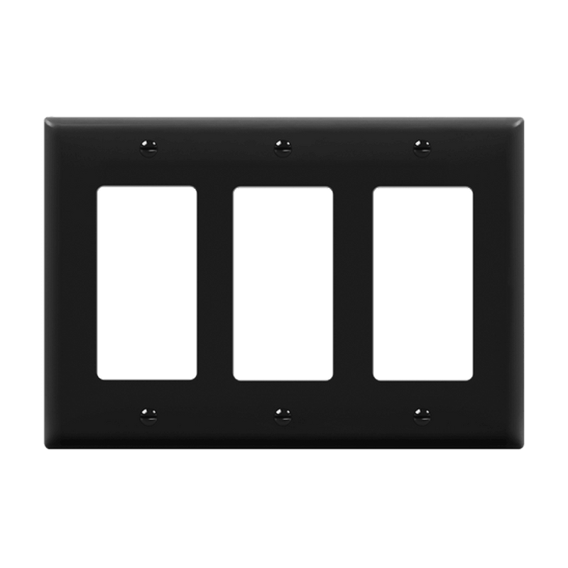 Enerlites Decorator GFCI Three Gang Wall Plate Black  