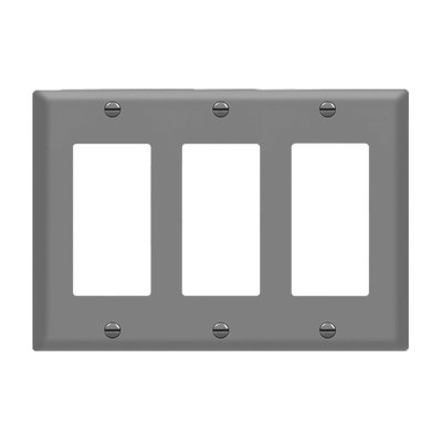 Enerlites Decorator GFCI Three Gang Wall Plate Gray  