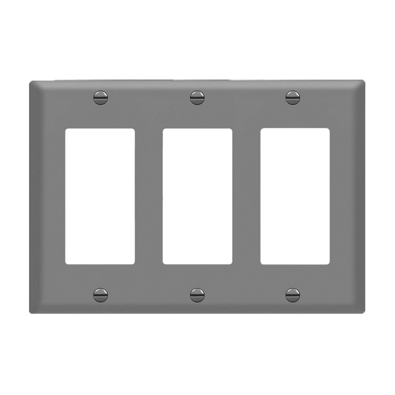 Enerlites Decorator GFCI Three Gang Wall Plate Gray  