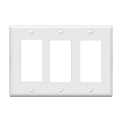 Enerlites Decorator GFCI Three Gang Wall Plate White  