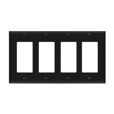 Enerlites Decorator GFCI Four Gang Wall Plate Black  