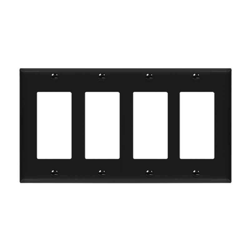 Enerlites Decorator GFCI Four Gang Wall Plate Black  