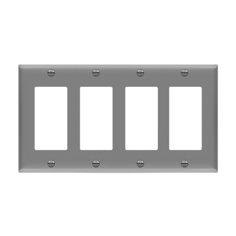 Enerlites Decorator GFCI Four Gang Wall Plate Gray  