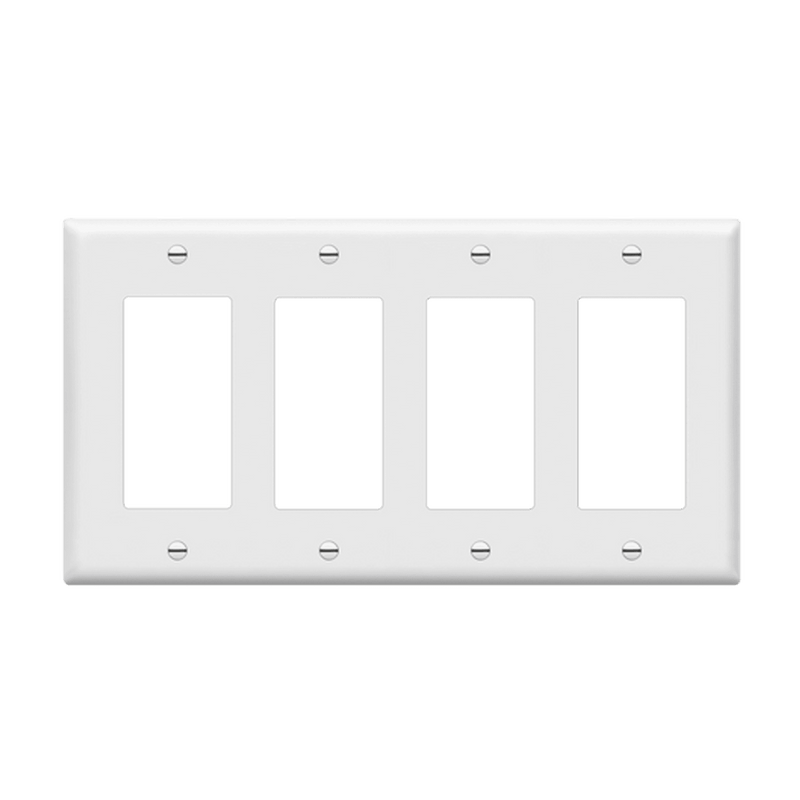 Enerlites Decorator GFCI Four Gang Wall Plate White  