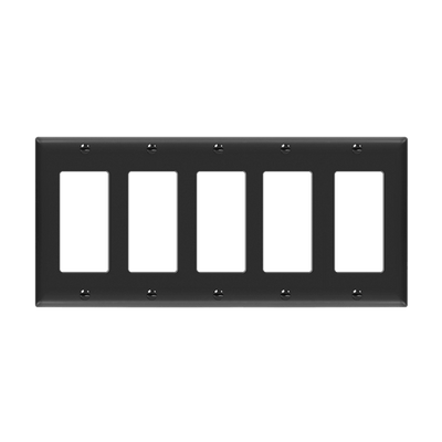 Enerlites Decorator GFCI Five Gang Wall Plate Black  