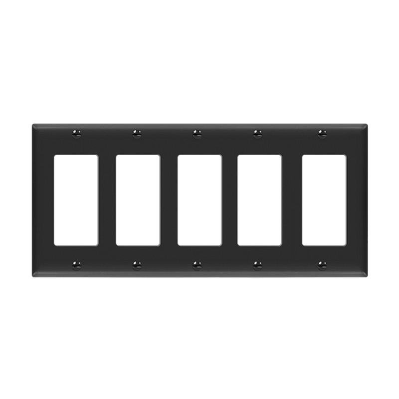 Enerlites Decorator GFCI Five Gang Wall Plate Black  